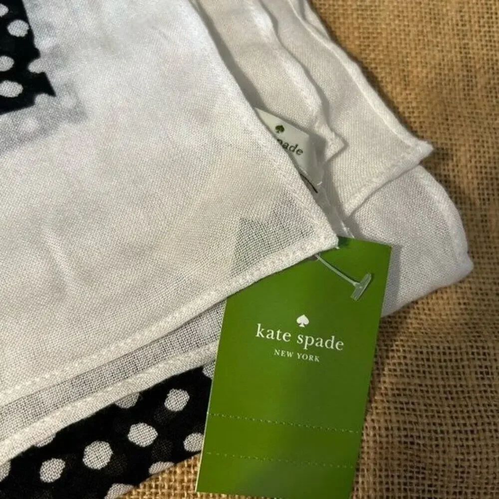 Kate Spade Black Spots Signature New York Scarf Oblong New